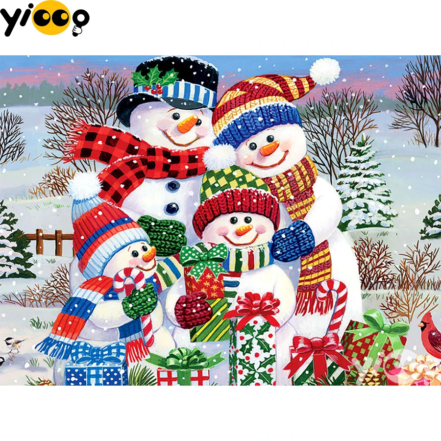 

Full Square/Round Drill Diamond Painting Cross Stitch Embroidery Snowman Family Rhinestone Mosaic Home Decor Gift BX1763