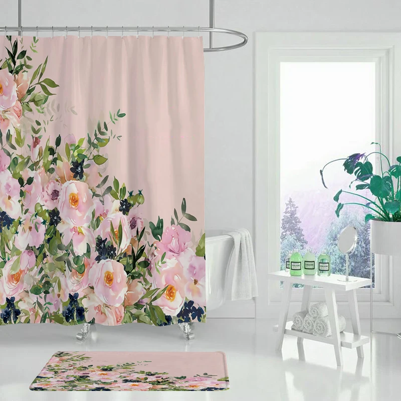 Желтая занавеска для душа серия цветов Полиэстеровая Водонепроницаемая ванной