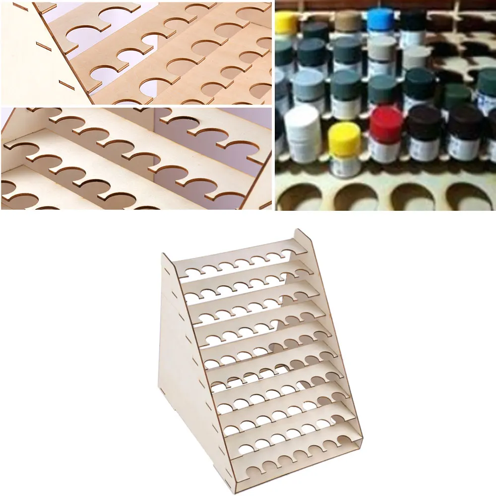 

4 Pack 75 Holes Craft Paint Bottle Brushes Epoxy Tool Wooden Organizer Stand