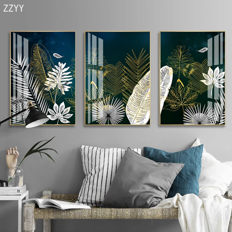 

NordicTropical Rainforest Leaves Dark Green Luxury Canvas Painting Poster and Print Modern Living Room Decorative Poster Picture