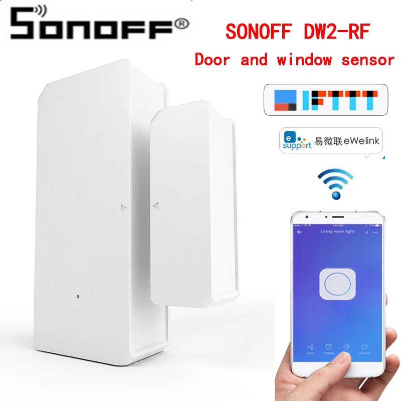 Интеллектуальный выключатель света SONOFF DW2 RF дверных и оконных Сенсор Smart Home