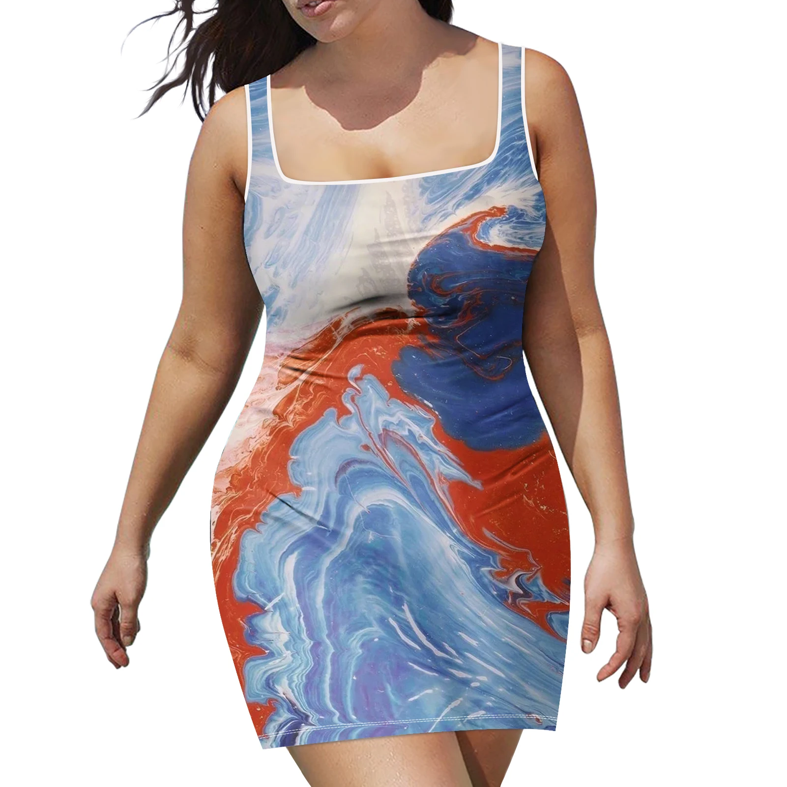 

Fairy Square Neck Sleeveless Bodycon Mini Dress Basic Women Summer Backless Party Sexy Dreamy Color Clubwear 2021 Dresses