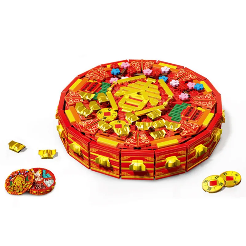 

2021 City Chinese New Year'S Eve Dinner Gift Boxes Model Building Blocks Bricks Girl DIY Kids Toys