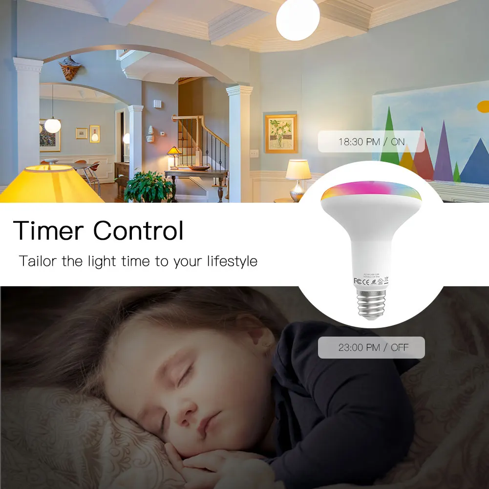 Умная светодиодсветильник лампа с Wi Fi регулируемой яркостью 13 Вт RGB C + W работает