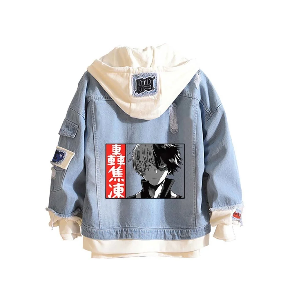 

Anime Cosplay costume Print Todoroki Shoto Denim Jacket My Hero Academia Hoodie Unisex Couple Blue Cowboy Coat Sweatshirt Autumn