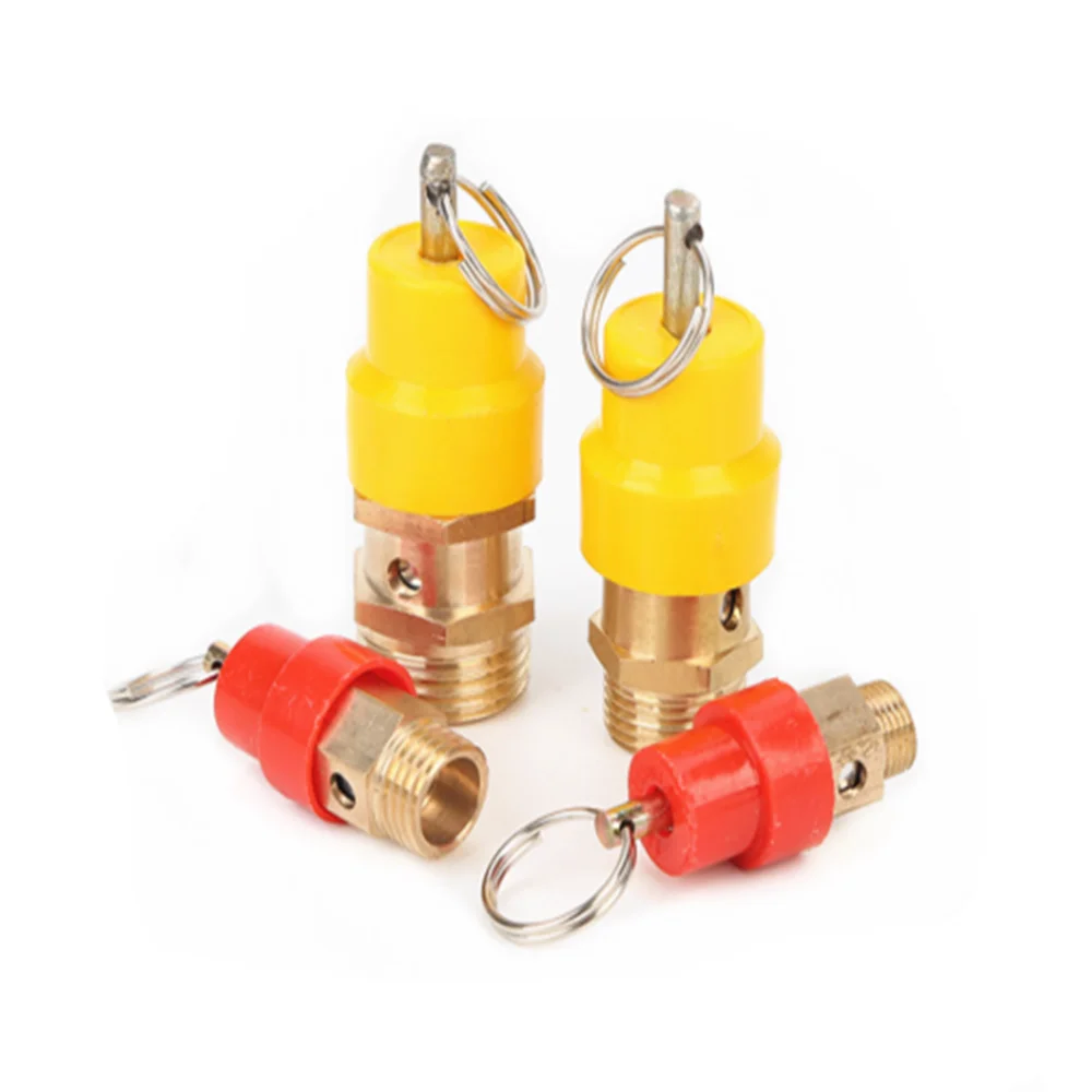 

1PCS Red or Yellow Gold Tone 1/8" 1/4" 3/8" 1/2" 3/4" BSPT Dia Male Thread Safety Air Pressure Relief Valve