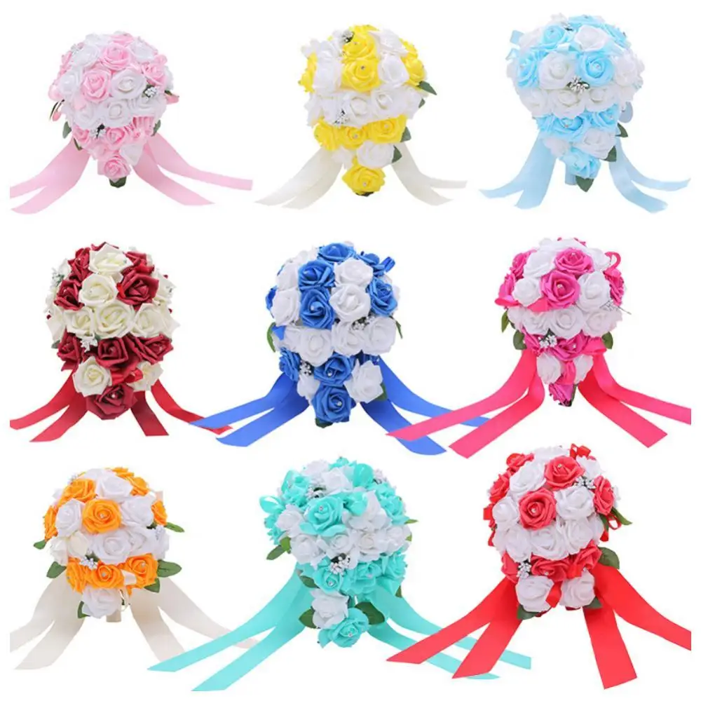 

Hot Sales! 1Bouquet Rhinestone Artificial Rose Flower Garden Wedding Stage Party Decor