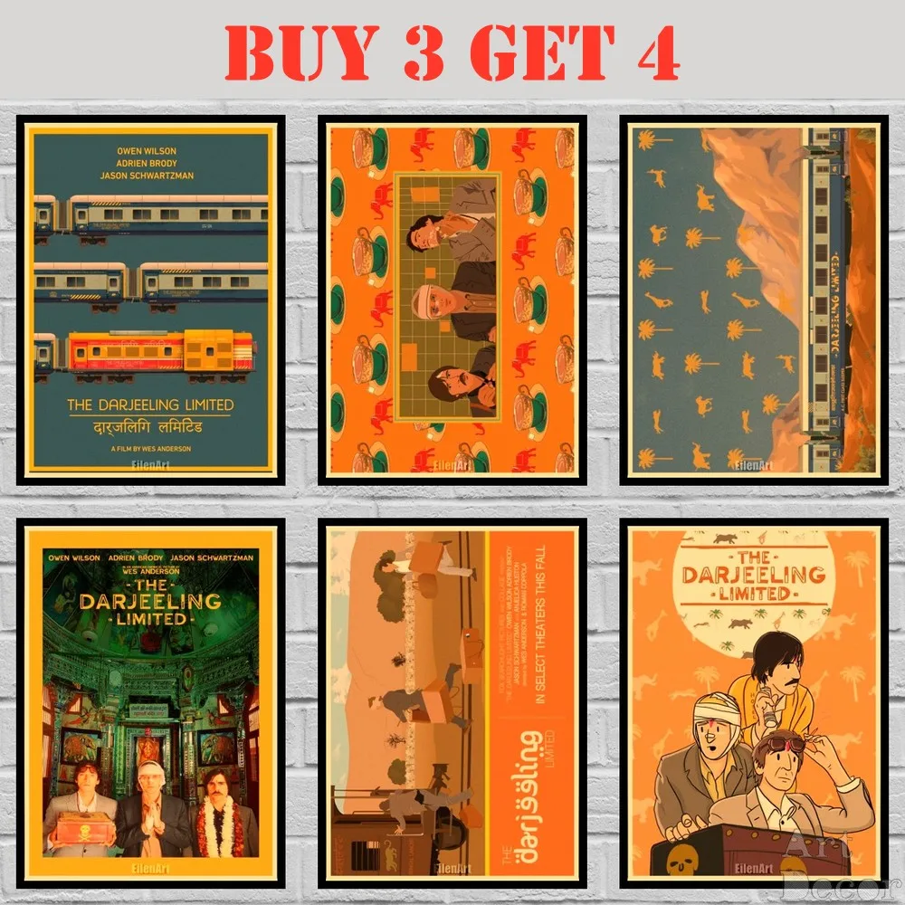 23 дизайна Постер Wes Anderson фильм Дарджилинг из крафт-бумаги домашняя наклейка