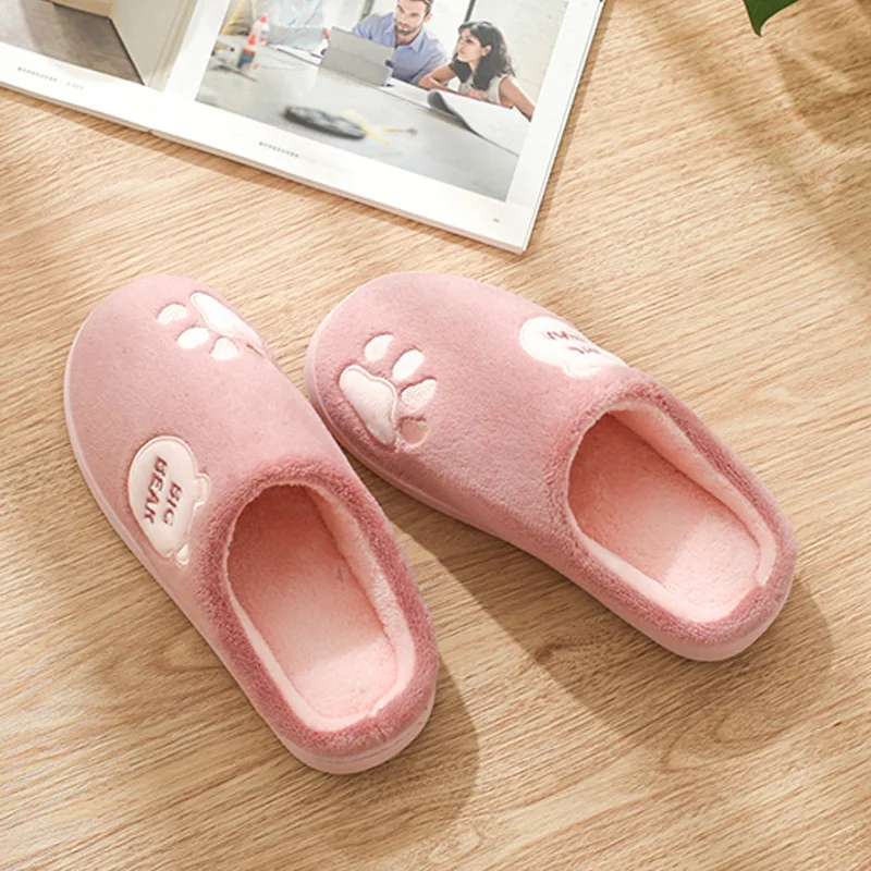 Женские тапочки домашние зимние на толстой плоской подошве с нескользящей