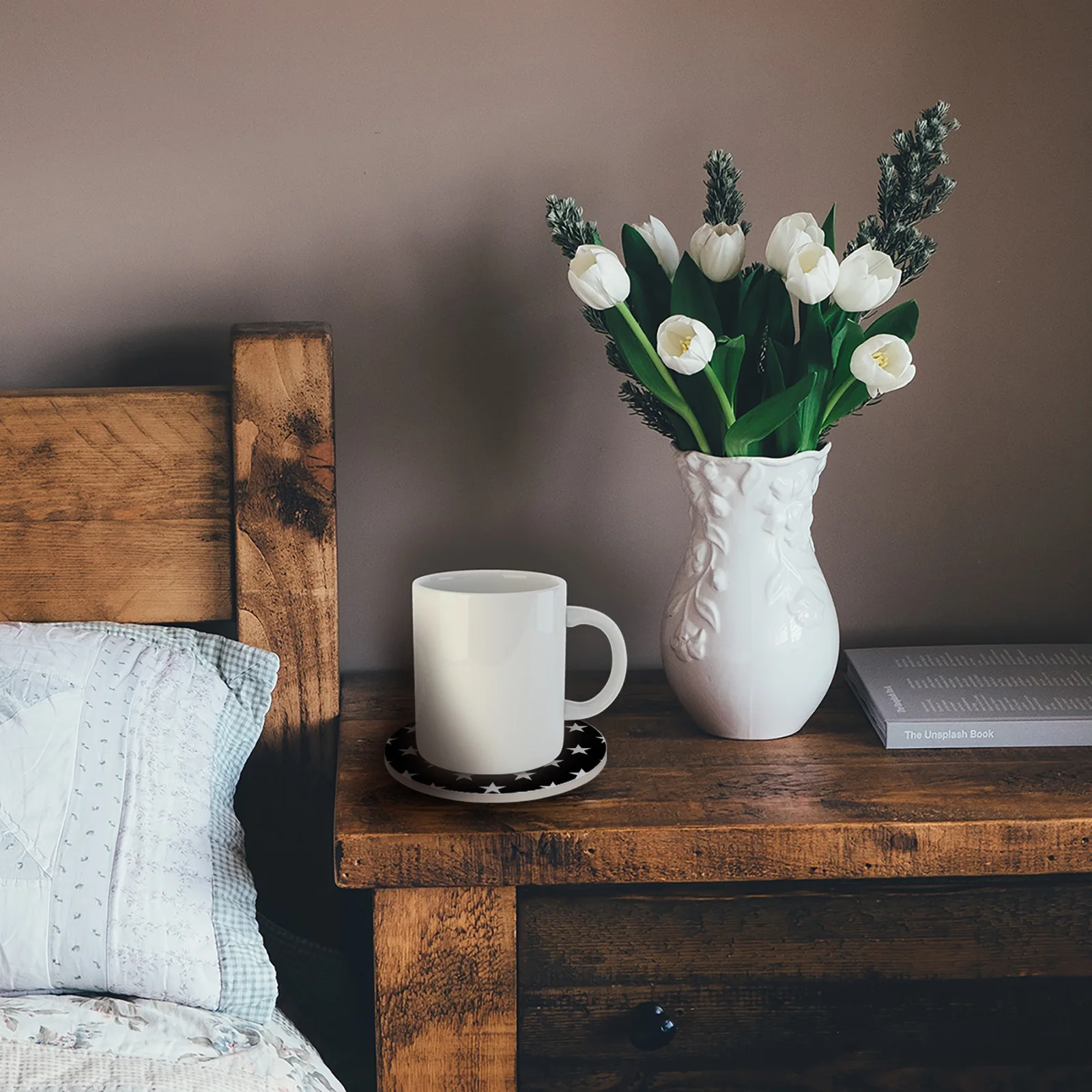 Stars White Black Placemats for Table Coffee Kitchen Accessories Decor Ceramic Coasters |