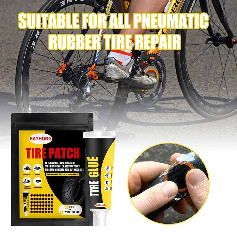 

New Inner Tire Patch Set of 48 Small Bike Glued Tire Repairing Stickers with Glue Portable Bicycle Repair Accessories NOV99