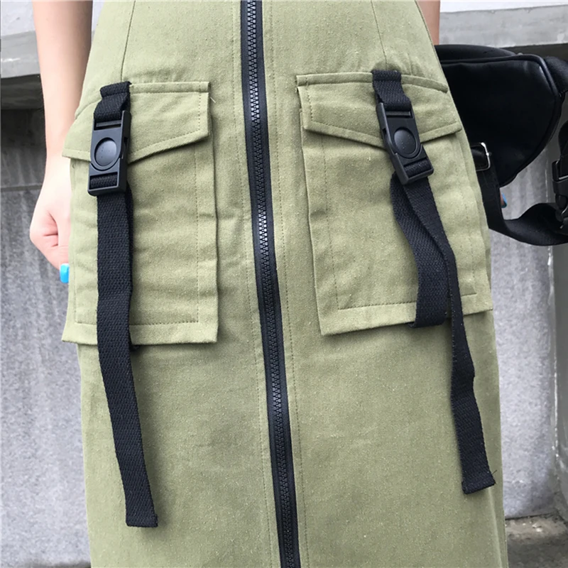 Женская винтажная юбка-карандаш армейского зеленого цвета длинная юбка-карго на