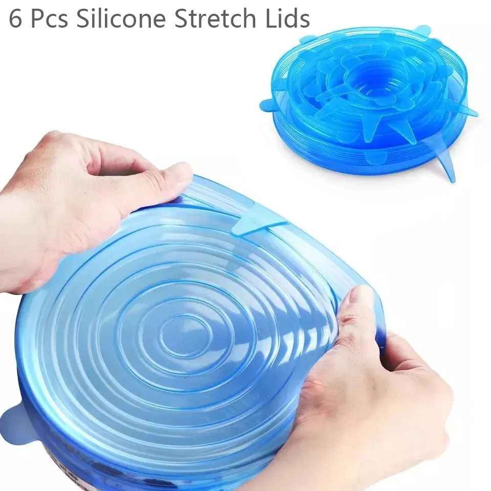 

6 шт./компл. Еда силиконовая крышка-колпак свежести уплотнение эластичный Обёрточная бумага крышки чаша Многоразовые Герметичный силиконов...