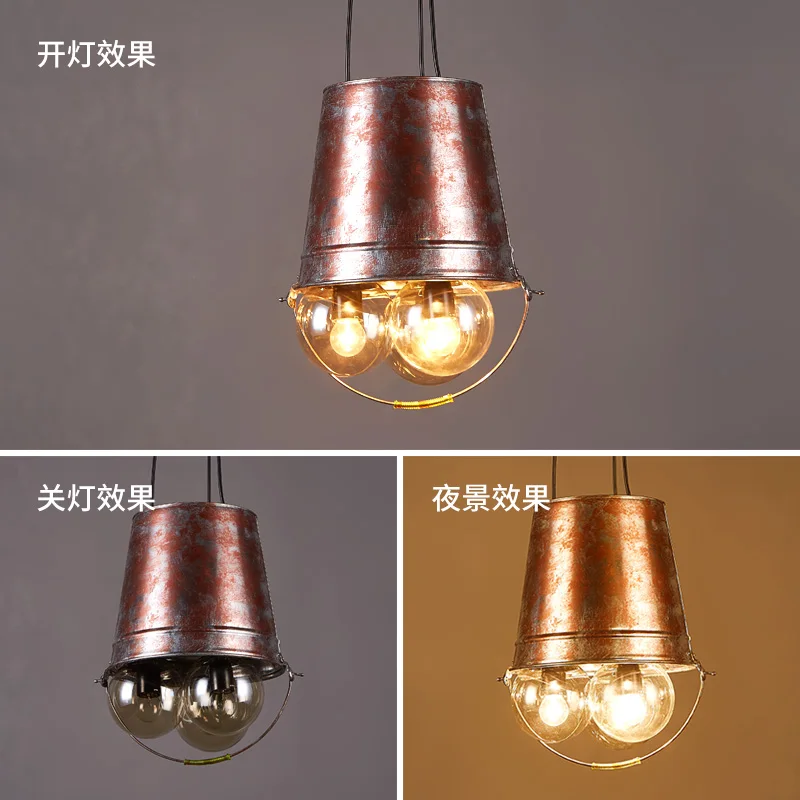 Ретро промышленный стиль индивидуальное творчество железная люстра-ведро