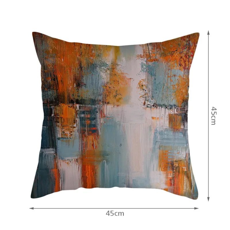 

45x45cm Vintage Floral Scenery Pillow Case Home Decor Polyester Sofa Throw Pillowcase Modern Home Decorative Couch Cushion Cover