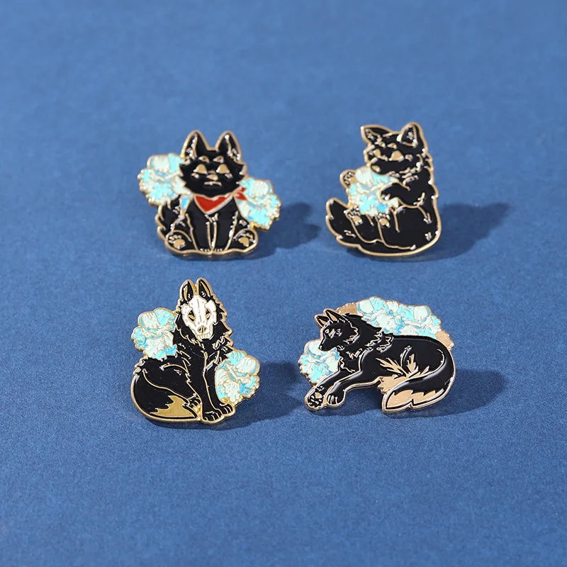 Buy Japan Fox Enamel Pin Mask Monster Animation Brooch Clothes Bag Lapel Badge Cartoon Jewelry Gifts Wholesale Drop Shipping on