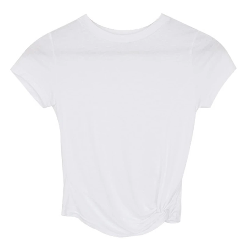Летняя модная женская Однотонная футболка Повседневная с коротким рукавом