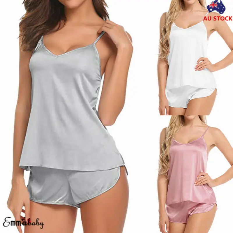 Комплект женской атласной пижамы с V образным вырезом 3 цвета|Комплекты пижам| |