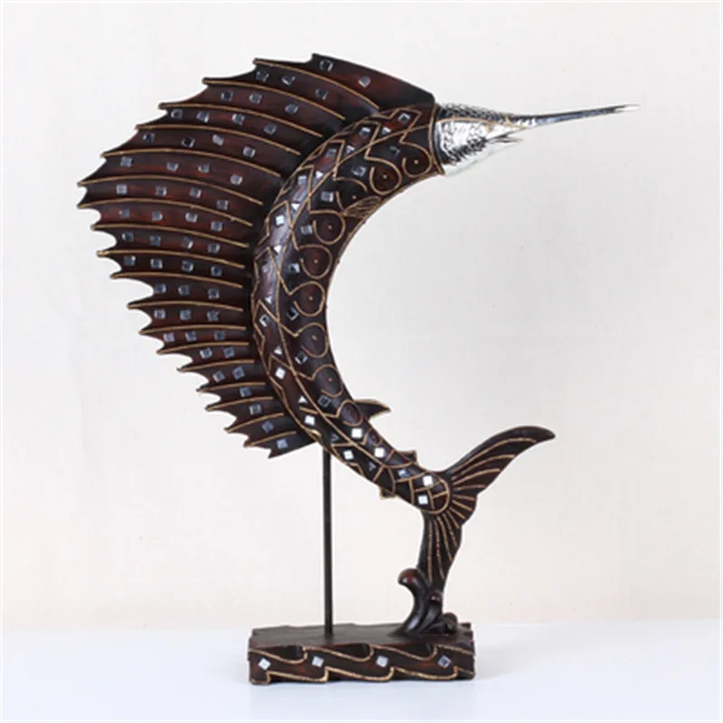 

WU CHEN LONG European Crafts Swordfish Statue Modern Living Room Office Home Decor Artware Sculpture Opening Ceremony Gift A3377