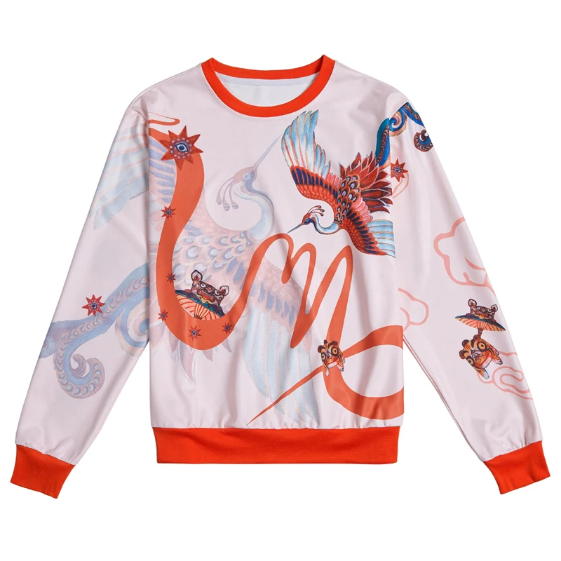 Trytree 2019 осенние женские модные толстовки с принтом Феникс пуловеры круглым