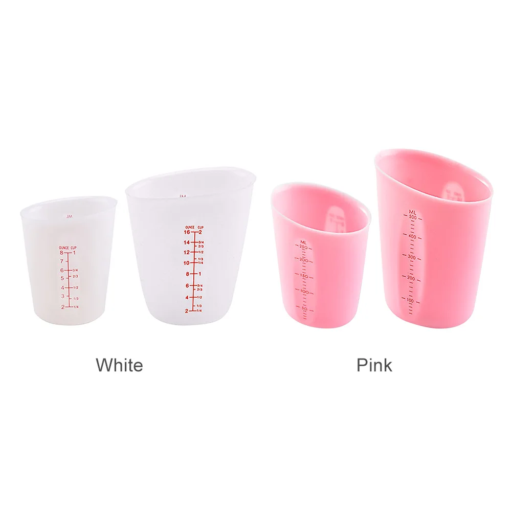 

2pcs Clear Dual Scale 250ml 500ml Precise Handmade Craft Mixing Epoxy Resin Baking Kitchen Jewelry Making Silicone Measuring Cup