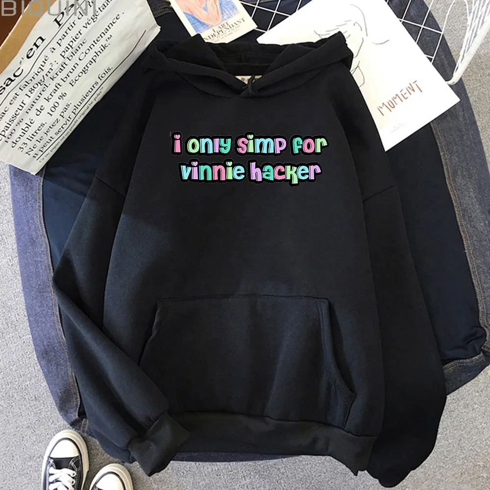 

I Only Simp for Vinnie Hacker Letter Print Sweatshirt Women Graphic Hoodies Kawaii Clothes Long Sleeve Aesthetic Pullover Colors