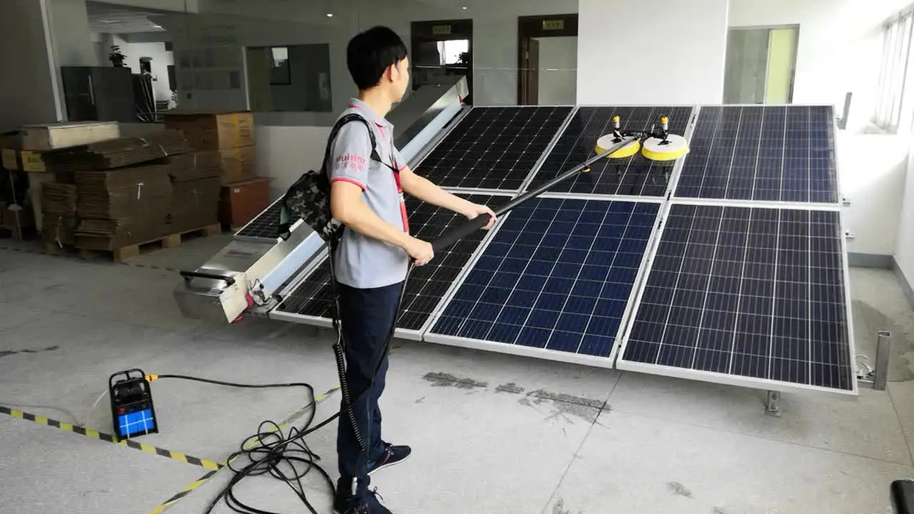 

Multifit 7.5m Solar Panel Brushes Cleaning machine Double Head Automatic Rotating Nylon Brush Kits power supply For Solar Panel