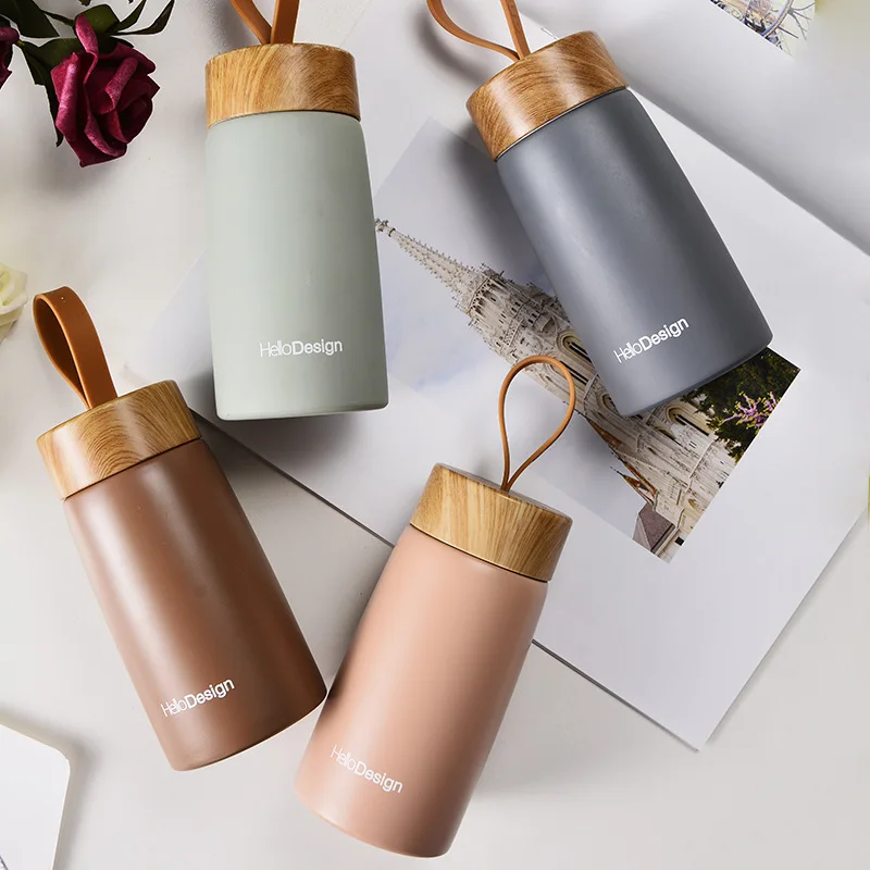 

Portable Mini Thermos Creative Wood Grain Insulation Bottle Stainless Steel Vacuum Flask Water Cup Water Bottle Gift