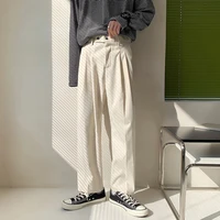 summer solid color suit pants mens fashion society mens dress pants korean loose wide leg pants men straight trousers s 3xl