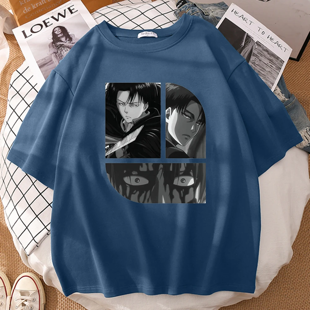 

Anime Attack on Titan Character Print Oversized T-shirt for Woman Summer Soft Short Sleeve T shirts Plus Hip Hop Plus Street Tee