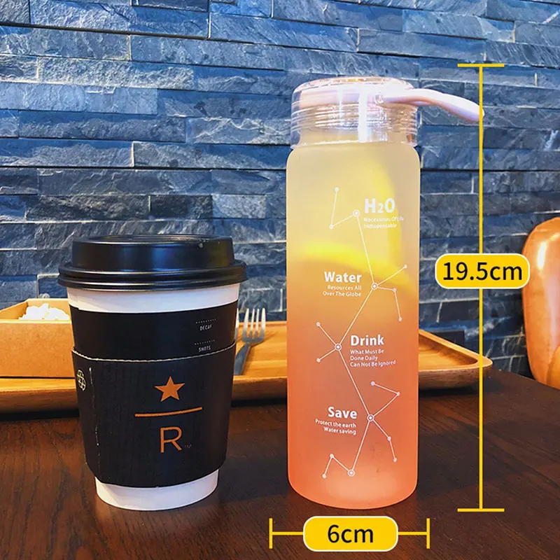 

Frosted Glass Water Bottle 460ML Personality Leakproof Water Bottles Portable Outdoor Travel Sports bottle student's Drinkware