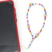 beaded mobile phone wrist lanyard smiley fruit beads chain for cell phone holder love letter mobile chain strap jewelry