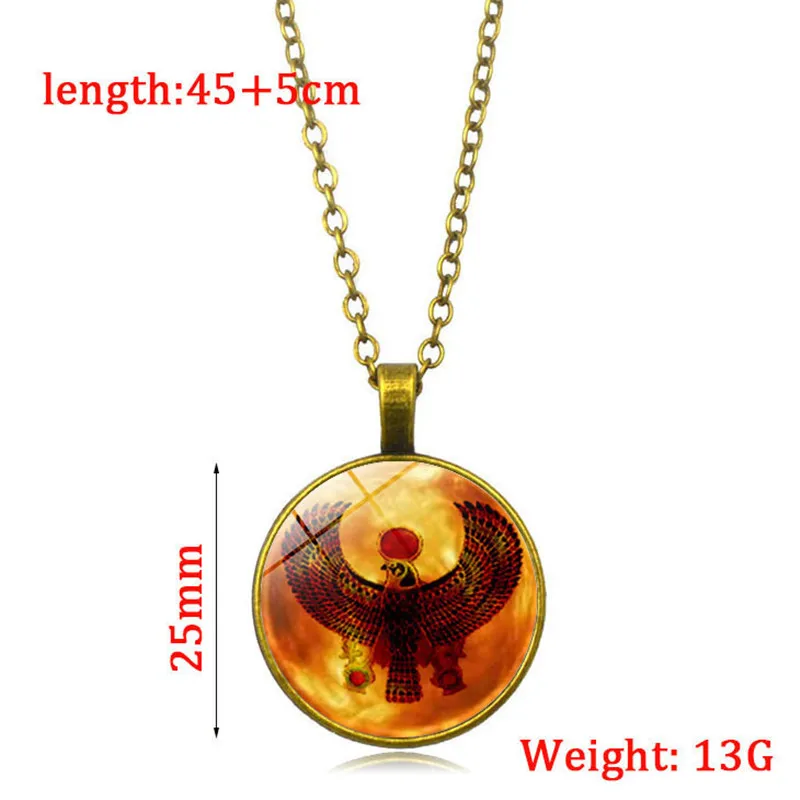 Charm Eagle Yin Yang Tai Chi Glass Pendant Necklace Black Copper Colors Chain Necklace Women Men Fashion Jewelry Accesory images - 6
