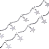 stainless steel curved bar link chains with star charms diy necklace bracelet scalloped bar chain for jewelry making findings