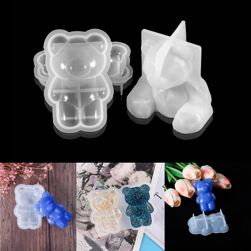 

1Pcs 2Style 3D Clear Geometric Bear Silicone UV Epoxy Resin Craft Mold for DIY Crafts Jewelry Making Plaster Pendants Mould