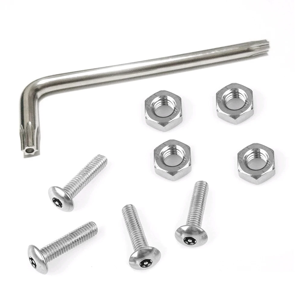 4Pcs Silver Car Anti Theft Anti-Tamper Security Stainless License Plate Screws Durable High Quality Exterior Parts Universal | Автомобили