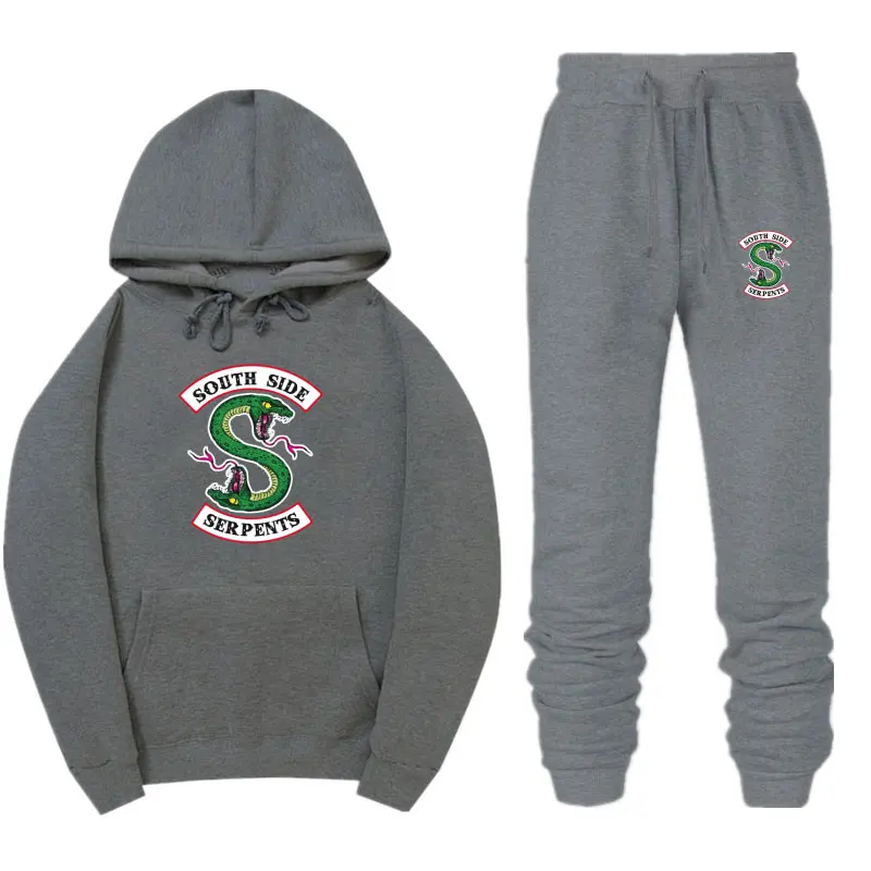 Dark grey MKT187 Флис ривердейл толстовки и Штаны уличная "South Side serpents" свитер с капюшоном Для мужчин Для женщин спортивный костюм детей постарше мягкие тренировочные Штаны костюм - Цвет: Dark grey MKT187