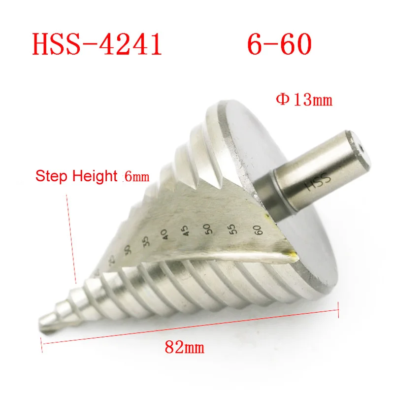 

1pcs 6-60mm Pagoda Drill Hexagon Screw Drill HSS Power Tools Spiral Grooved Metal Steel Step Drill Bits Reamer Reaming Drilling