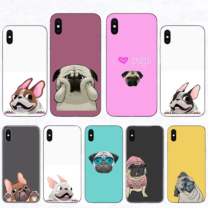 

Pattern Funny Shells I love Pugs Phone Cases For iPhone X MAX 8 7 6S XR XS 6 Plus Soft Back Covers For Apple iPhone 5 5S SE 2020