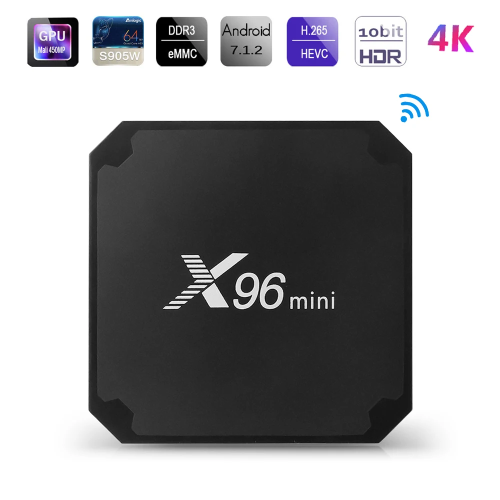 ТВ-приставка X96 mini на Android 4K 7 1 С четырехъядерным процессором Amlogic S905W 2 ГБ 16 4 ГГц Wi-Fi