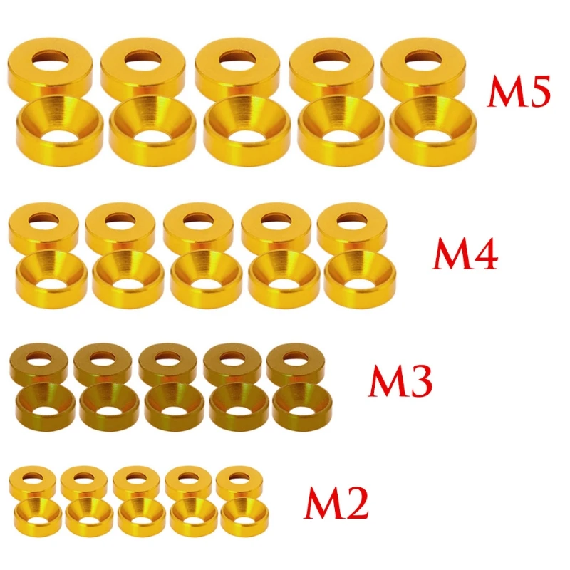 Y8AA Новый Алюминий сплав M3 анодированная потайная головка шайбы для болтов