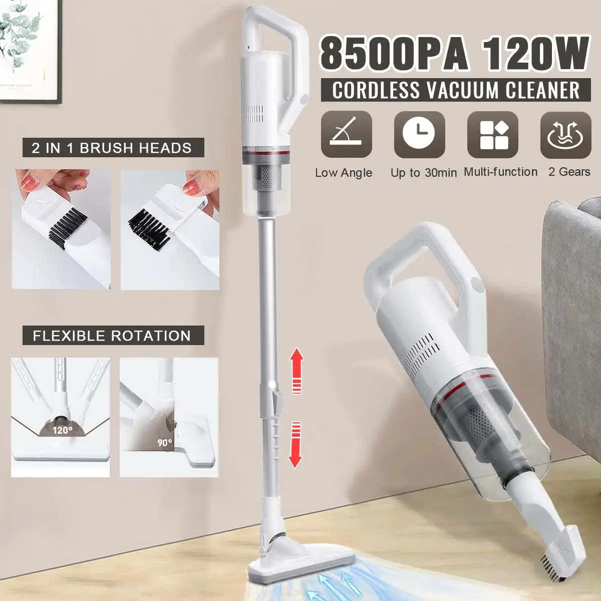 

Ручной беспроводной пылесос 2 в 1, портативный мощный пылесборник с USB зарядкой, многофункциональная моющаяся машинка для дома