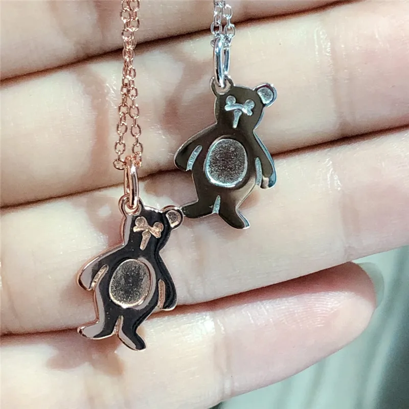 

Women high quality Bear hug S925 Sterling silver Necklace Original Luxury brands Logo Jewelry silver and rose gold Optional