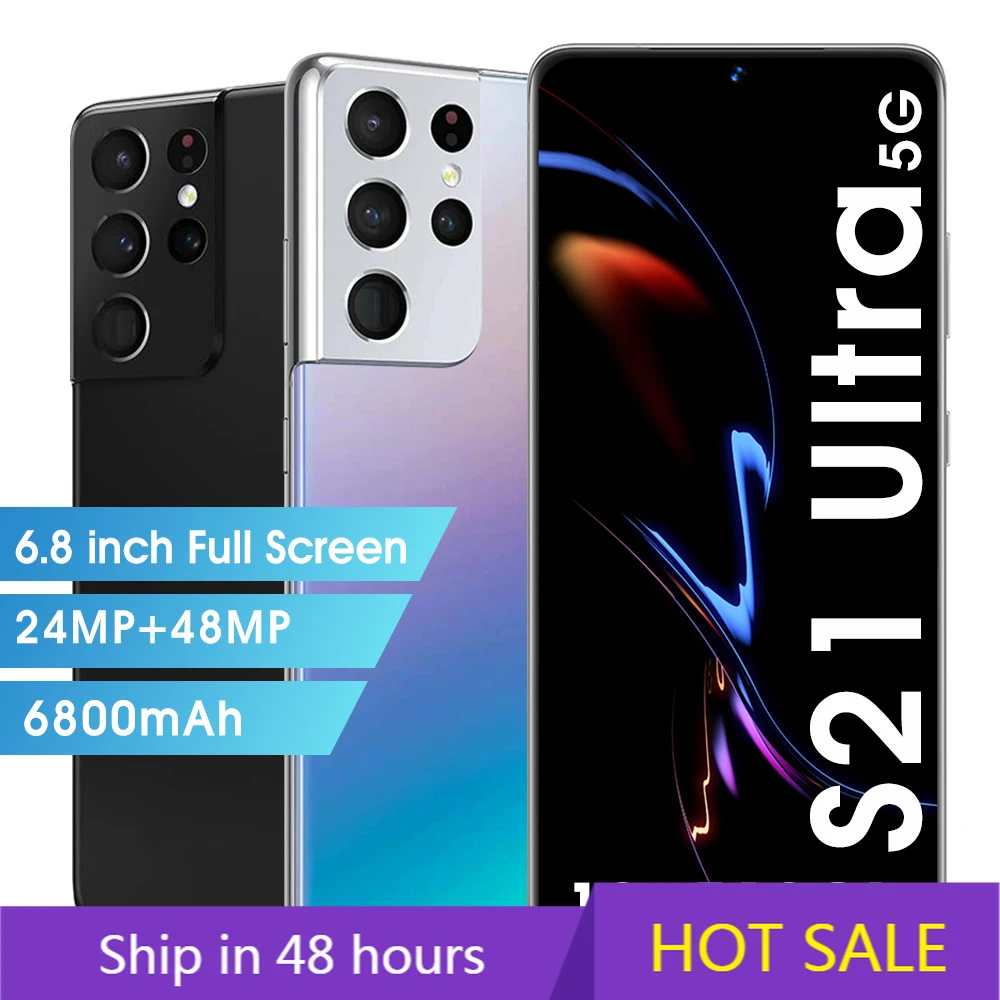 Tel&eacute;fono Inteligente S21U, m&oacute;vil Original de 6,8 pulgadas, 10 n&uacute;cleos, 6800mAh, desbloqueo, 4G, 5G, Android, 24MP + 48MP, 12GB + 512GB-0