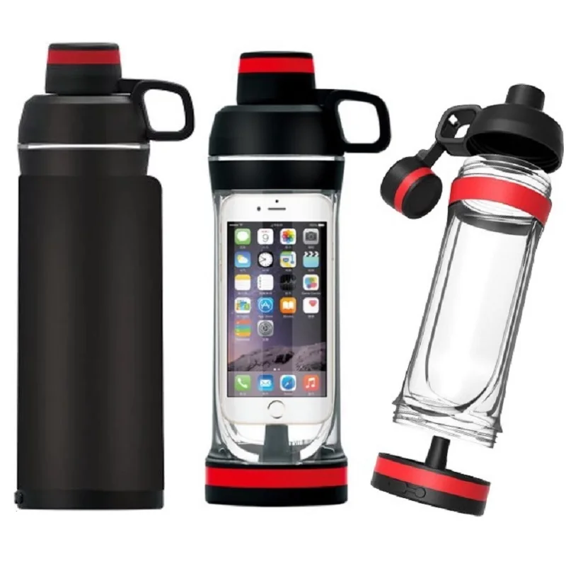 

Dispenser Water Bottle with Phone Pocket Secret Stash Pill Bottle Organizer Outdoor Travel Storage Bottles Jars Tumbler & Hiding