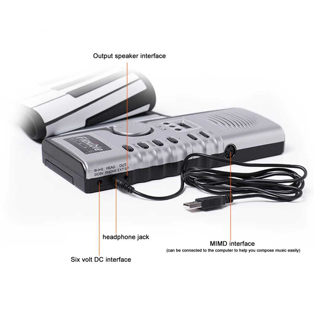 

61 Keys Hand Roll Up Piano Portable Folding Electronic Organ Keyboard Instruments Silicone Soft Keyboard for Children Beginners