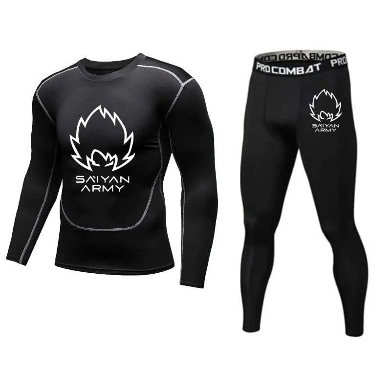 2 шт./компл. мужской компрессионный спортивный костюм футболка брюки Rashguard ММА