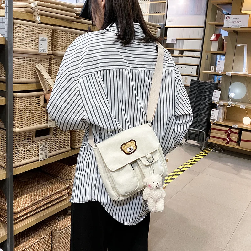 

Маленькие холщовые сумки-мессенджеры через плечо для девушек, дамская сумка через плечо с медведем, женские сумки из крокодиловой кожи, нов...