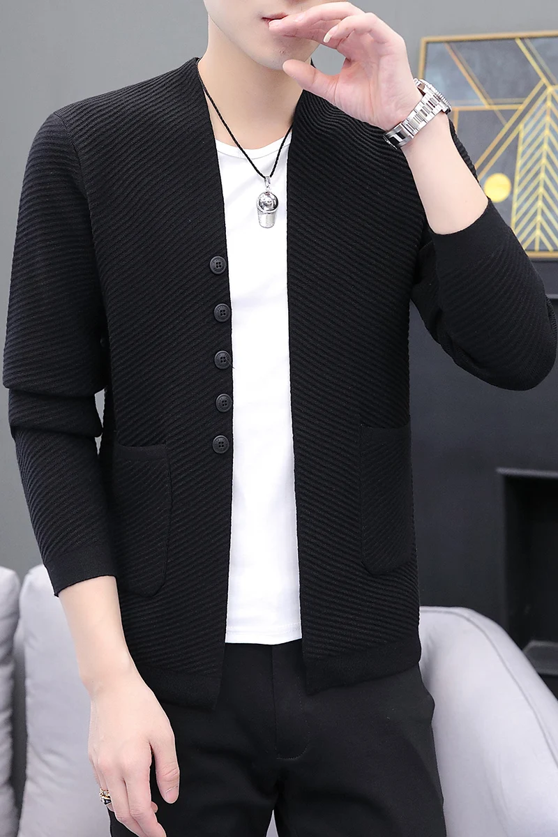 Новинка Весна 2021 вязаный кардиган мужской тонкий весенний свитер пальто
