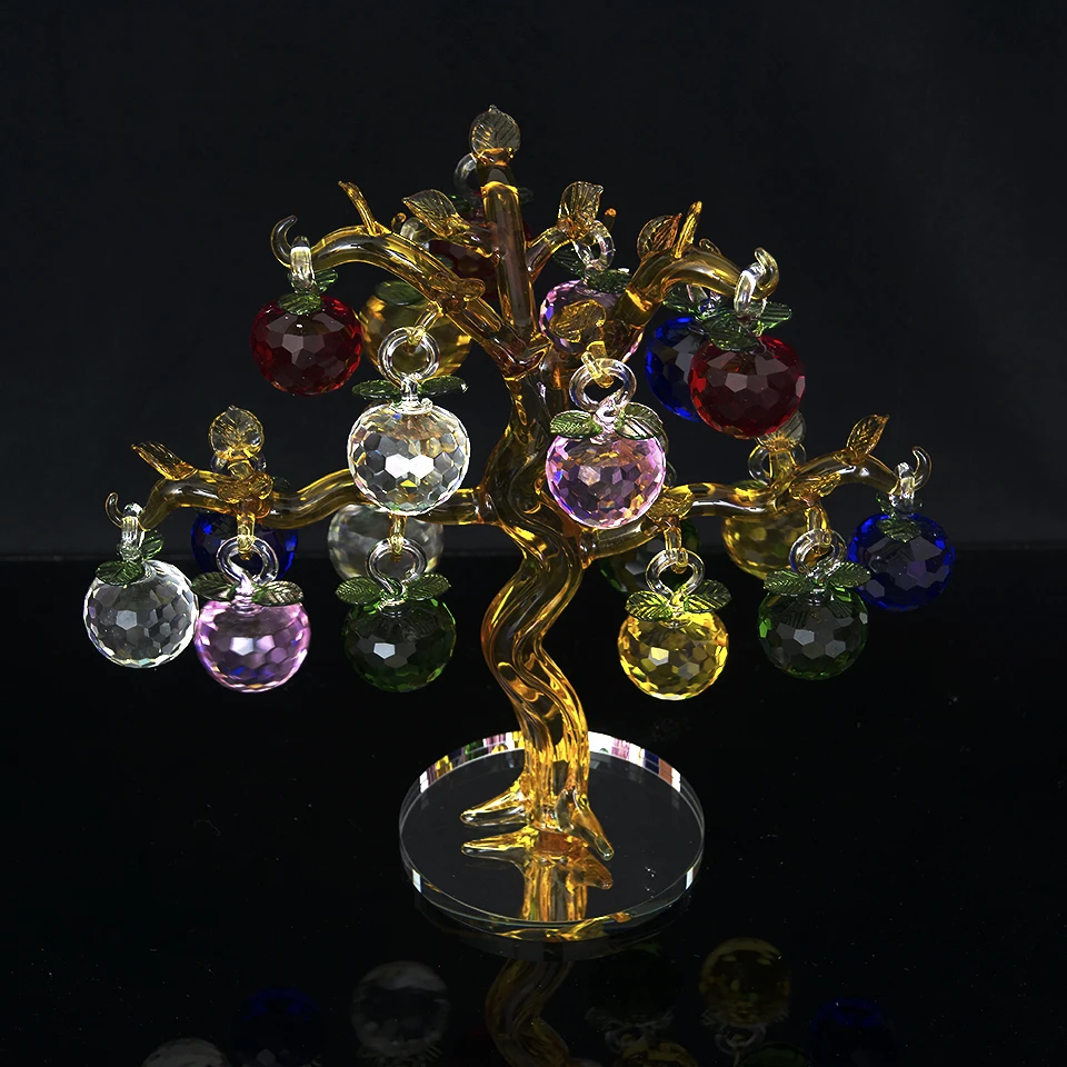 

Feng Shui Crystal Glass Apple Tree With 18 Apples For Wedding Home Decoration Christmas Souvenirs Gifts